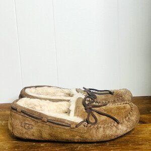 UGG Dakota Chestnut Suede Moccasin Slippers Women's 9 Shearling Sherpa